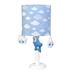 Abajur Madeira Chuva De Amor Azul Quarto Bebê Infantil Menino