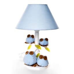 Abajur Madeira Coruja Azul Quarto Bebê Infantil Menino