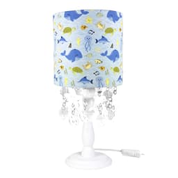 Abajur Madeira Cristais Fundo do Mar Quarto Bebê Infantil Menino Menina