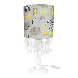 Abajur Madeira Cristais Safári Quarto Bebê Infantil Menino Menina