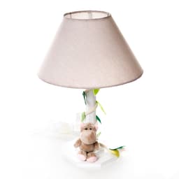 Abajur Madeira Floresta Hipopótamo Quarto Bebê Infantil - Bivolt