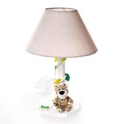 Abajur Madeira Floresta Onça Quarto Bebê Infantil - Bivolt