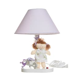 Abajur Madeira Menina Com Carriola Lilás Quarto Bebê Infantil Menina
