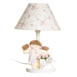 Abajur Madeira Menina Com Carriola Rosa Quarto Bebê Infantil Menina
