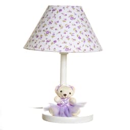 Abajur Madeira Ursa Bailarina Lilás Quarto Bebê Infantil - Bivolt