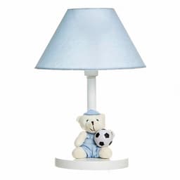 Abajur Madeira Urso Com Bola Azul Quarto Bebê Infantil Menina Menino