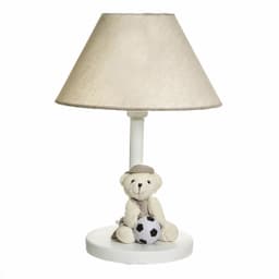 Abajur Madeira Urso Com Bola Bege Quarto Bebê Infantil Menino