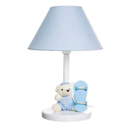 Abajur Madeira Urso Skate Azul Quarto Bebê Infantil Menino