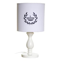 Abajur Torneado Branco Corôa Louros Marinho Quarto Bebê Infantil Menino