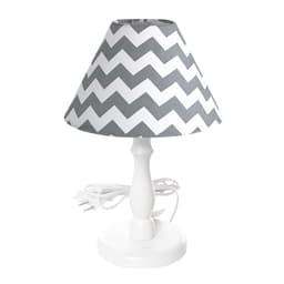 Abajur Torneado Chevron Cinza Quarto Bebê Infantil Menino Menina