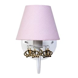 Arandela 1 Lâmpada Rosa Com Coroa Dourada Quarto Bebê Infantil Menina