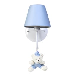 Arandela 1 Lâmpada Ursinho De Boné Azul Quarto Bebê Infantil Menino