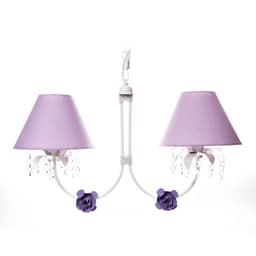 Lustre 2L Primavera Cristais 2 Flores P Lilás Quarto Bebê Infantil Menina