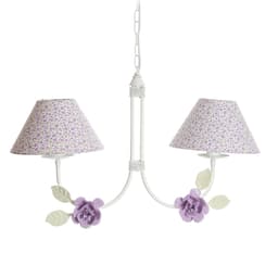 Lustre 2L Simples 2 Flores G Lilás Quarto Bebê Infantil Menina