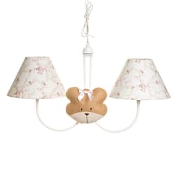 Lustre 2L Simples Com 2 Caras De Ursa Quarto Bebê Infantil