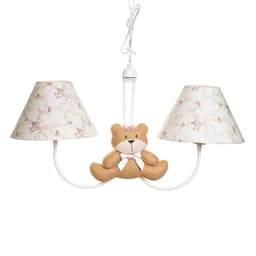 Lustre 2L Simples Com 2 Ursas Com Laço Quarto Bebê Infantil