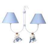 Lustre 2L Simples Com 2 Ursinhos PrÃncipes Azul Quarto Bebê Infantil Menino