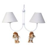 Lustre 2L Simples Floresta Com 2 Leões Quarto Bebê Infantil Menina Menino