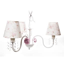 Lustre 3L Cristais 3 Flores P Rosa Quarto Bebê Infantil Menina