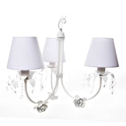 Lustre 3L Primavera Cristais 3 Flores P Branco Quarto Bebê Infantil