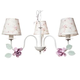 Lustre 3L Simples 3 Flores G Rosa Quarto Bebê Infantil Menina