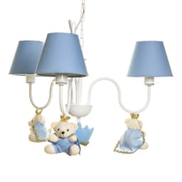 Lustre 3L Simples Com 3 Ursinhos Príncipes Quarto Bebê Infantil