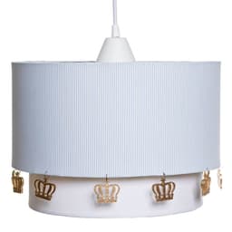 Lustre Tubular Duplo Azul Com Coroas Douradas Quarto Bebê Infantil