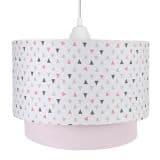 Lustre Tubular Duplo Triângulos Rosa Quarto Bebê Infantil Menina