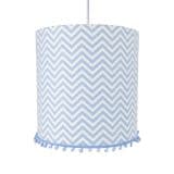 Lustre Tubular Pompom Chevron Azul Quarto Bebê Infantil Menino