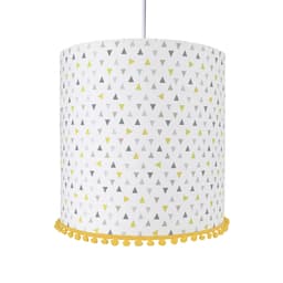 Lustre Tubular Pompom Triângulos Amarelos Quarto Bebê Infantil Menino Menina