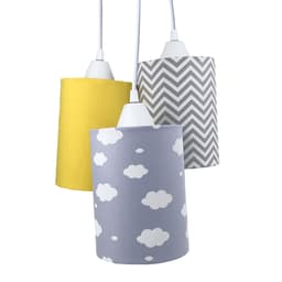 Pendente 3 Tubinhos Cinza E Amarelo Quarto Bebê Infantil Menino Menina