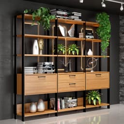 Estante Dijon 2 PT 2 GV Freijó e Preta 216 cm