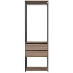 Closet Modulado 60x45x183cm 3 Prateleiras 2 Gavetas 1 Cabideiro ProDecor em MDP Montana e Preto