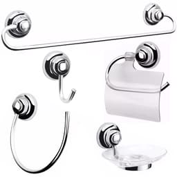 Kit Banheiro 5 Peças Saboneteira Toalheiros Papeleira Gancho