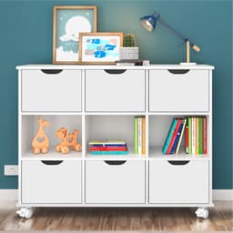 Estante Nicho com Rodízios Kansas Branco com Gavetas