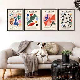 Kit 4 Quadros Arte Matisse - Colorido 45x34cm