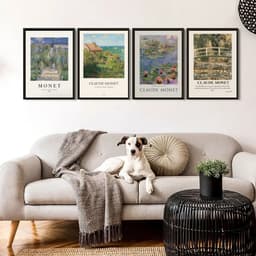 Kit 4 Quadros Decorativos Artes de Monet 24x18cm