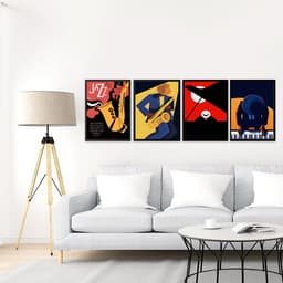 Kit 4 Quadros Decorativos Músicos Jazz 45x34cm