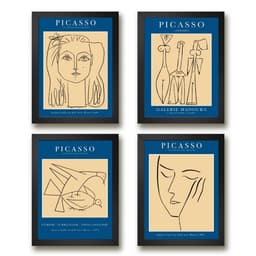 Kit 4 Quadros Decorativos Obras De Picasso 45x34cm