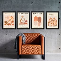 Kit 4 Quadros Modernos Matisse - Marrons 33x24cm - com vidro
