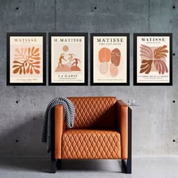 Kit 4 Quadros Modernos Matisse - Tons Marrons 33x24cm - com vidro