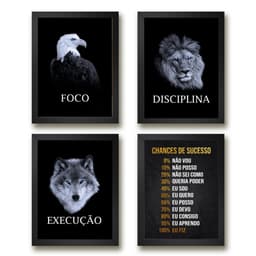 Kit 4 Quadros Motivacionais Para Empresa 24x18cm - com vidro