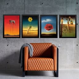 Kit 4 Quadros Obras De Salvador Dalí 45x34cm - com vidro