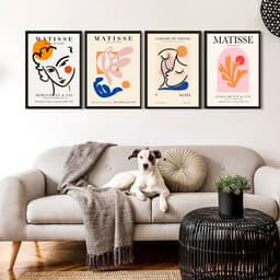 Kit 4 Quadros Obras de Henri Matisse 45x34cm