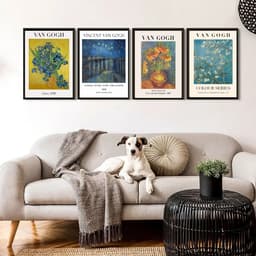 Kit 4 Quadros Obras de Van Gogh 45x34cm