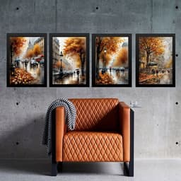 Kit 4 Quadros Românticos Cidade Europa 33x24cm