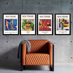 Kit 4 Quadros Vintage Posters Matisse 33x24cm