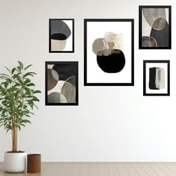 Kit 5 Quadros Abstratos Versáteis - com vidro