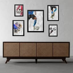 Kit 5 Quadros Aquarela Futebol - com vidro