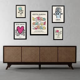 Kit 5 Quadros Keith Haring Colorido